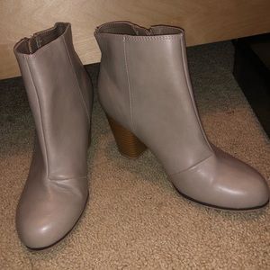 Taupe leather booties